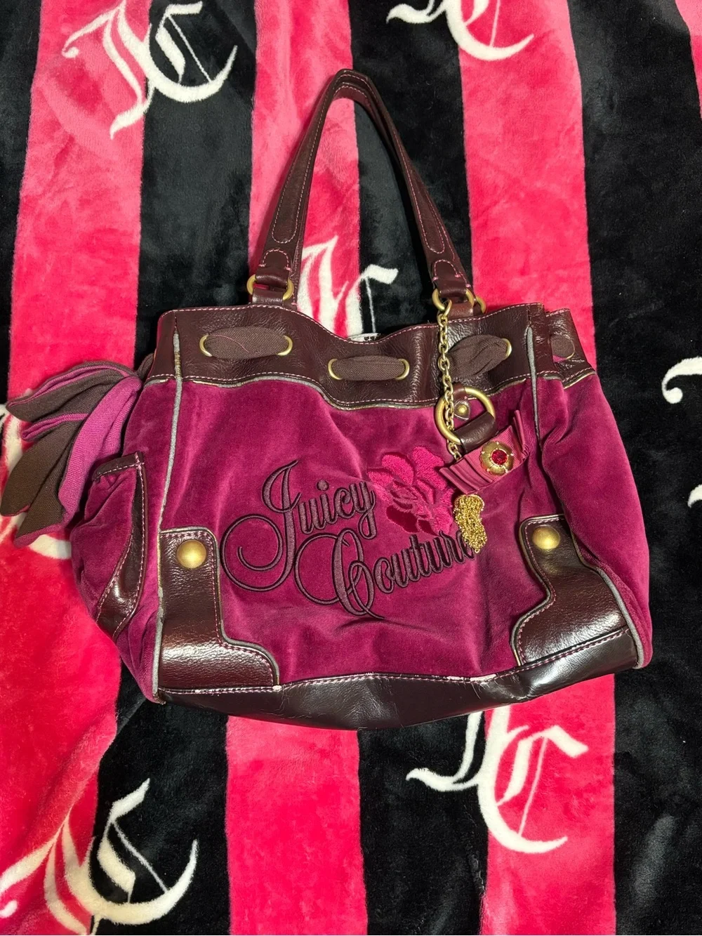 2005/2006 Vintage Juicy Couture Daydreamer Velour Leather Bag